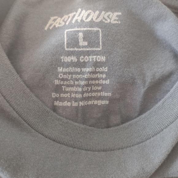Fasthouse Men's Casual Slate Blue Tee with Graphic Design Back - Picture 3 of 6